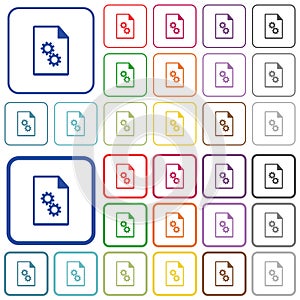Executable file outlined flat color icons