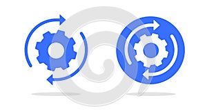 Execute icon vector graphic or implement integration process rotation, customization cycle gear wheel pictogram symbol flat