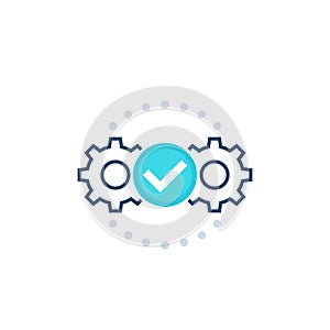 Execution vector icon with cogwheels