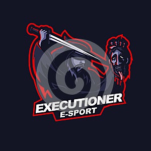 Executioner beheading e-sport gaming mascot logo template
