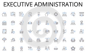 Executive administration line icons collection. Conclave, Boardroom, Summit, Symposium, Conference, Retreat, Council