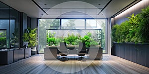 Executive Aquascape: Nature Meets Business: A stunning office aquarium sets a tranquil backdrop for executive meetings, showcasing