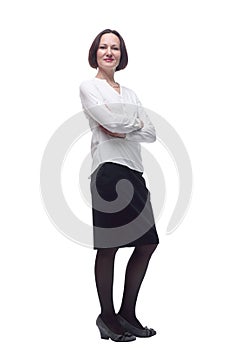 Executive business woman looking at you .isolated on a white background.