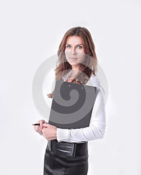 Executive business woman reading a business document