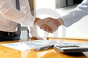 executive businessman hand shake with another business