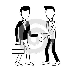 Executive businessmens cartoons in black and white