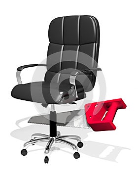 Executive chair and handsaw, 3D Illustration