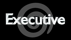 Executive coaching animation with streaking text in grey