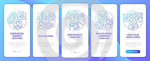 Executive coaching service blue gradient onboarding mobile app screen