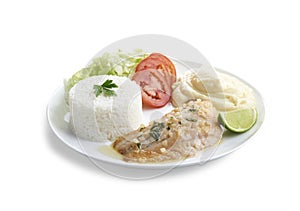 Executive dish with fried fish filet