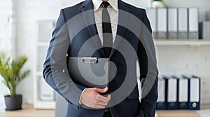 The executive holding clipboard.AI generated image