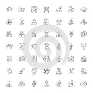 Executive linear icons, signs, symbols vector line illustration set