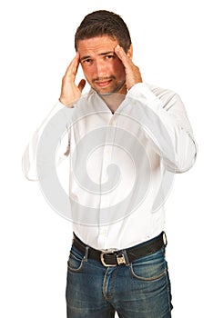 Executive man with head ache