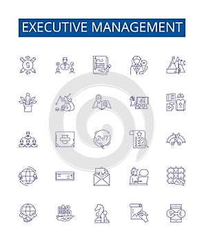 Executive management line icons signs set. Design collection of Leadership, Directors, Decisionmaking, Executives