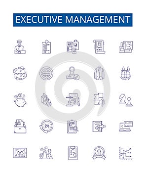Executive management line icons signs set. Design collection of Leadership, Directors, Decisionmaking, Executives