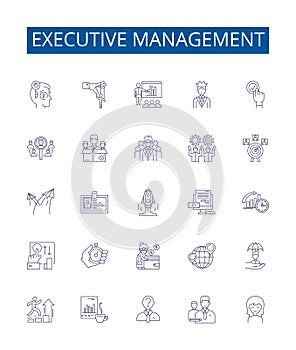 Executive management line icons signs set. Design collection of Leadership, Directors, Decisionmaking, Executives