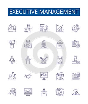 Executive management line icons signs set. Design collection of Leadership, Directors, Decisionmaking, Executives photo