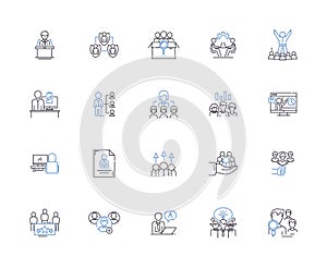 Executive management outline icons collection. Executives, Management, Leadership, Strategy, Decisions, Planning
