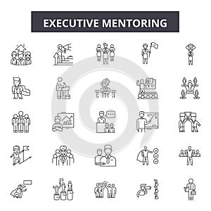 Executive mentoring line icons, signs, vector set, outline illustration concept