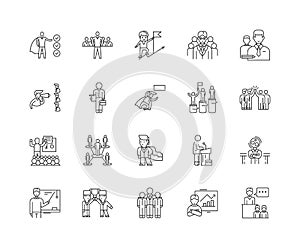 Executive mentoring line icons, signs, vector set, outline illustration concept