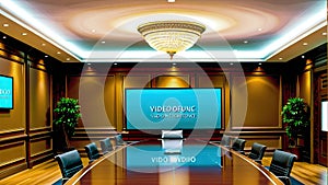 Executive office for use as a videoconference background