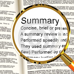 Executive Summary Definition Icon Showing Short Condensed Report Roundup 3d Illustration photo