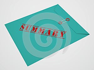 Executive Summary Envelope Icon Showing Short Condensed Report Roundup 3d Illustration photo