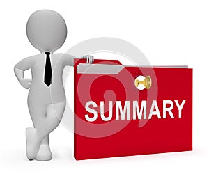 Executive Summary Folder Icon Showing Short Condensed Report Roundup 3d Illustration