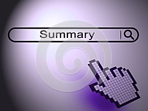 Executive Summary Search Icon Showing Short Condensed Report Roundup 3d Illustration