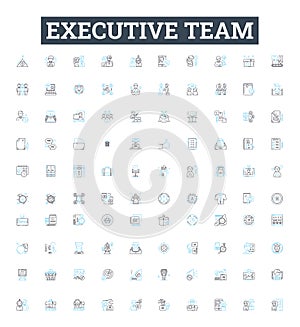 Executive team vector line icons set. Executive, Team, Leaders, Executives, Managers, Group, Board illustration outline