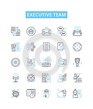 Executive team vector line icons set. Executive, Team, Leaders, Executives, Managers, Group, Board illustration outline