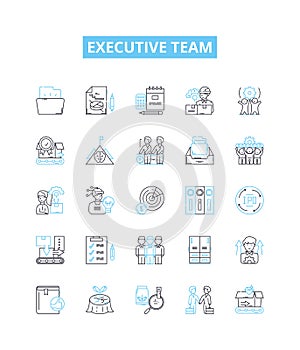 Executive team vector line icons set. Executive, Team, Leaders, Executives, Managers, Group, Board illustration outline