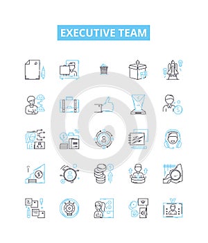 Executive team vector line icons set. Executive, Team, Leaders, Executives, Managers, Group, Board illustration outline