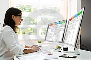 Executive Woman Using Kanban Project