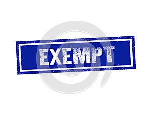 EXEMPT blue stamp seal text message on white background photo