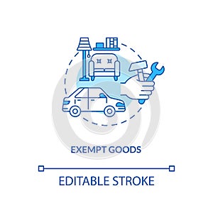 Exempt goods blue concept icon