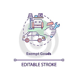 Exempt goods concept icon photo
