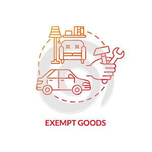 Exempt goods red gradient concept icon
