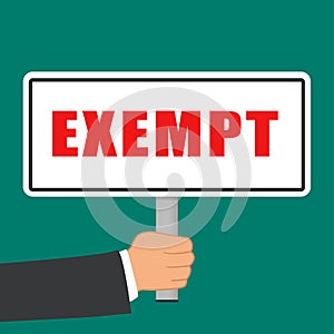 Exempt word sign flat concept photo