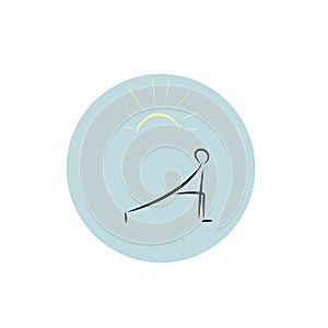 Exercise Ashtanga Ashva Sanchalanasana horseman pose Surya namaskar instruction. Round icon yoga poses black vector silhouettes