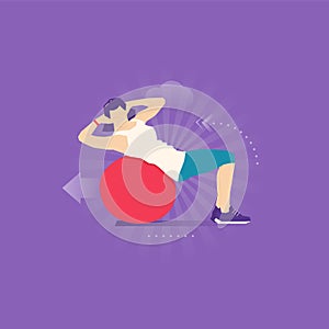 Exercise ball flat design illustration