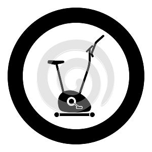 Exercise bicycle Stationary bike Exercycle icon black color illustration in circle round