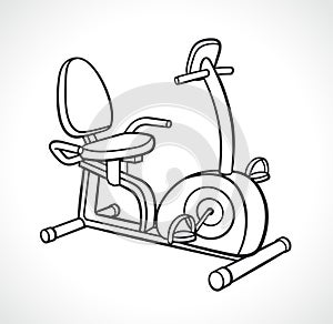 Exercise bike recumbent outline illustration