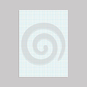 Exercise book in cage, vector image.