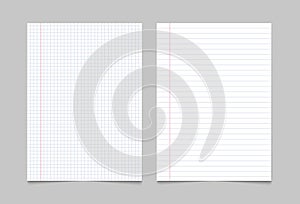 Exercise book paper page background. Notebook sheet lined texture pattern