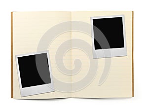 Exercise book and two photo frames