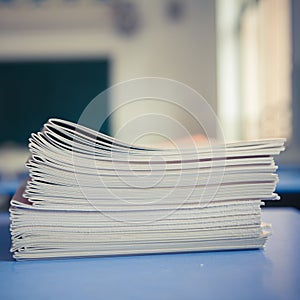 The exercise books on the desk