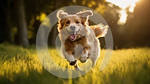 exercise dog running in grass