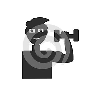 Exercise with dumbbells icon vector sign and symbol isolated on white background, Exercise with dumbbells logo concept