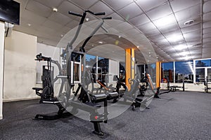 Exercise equipment in an empty gym